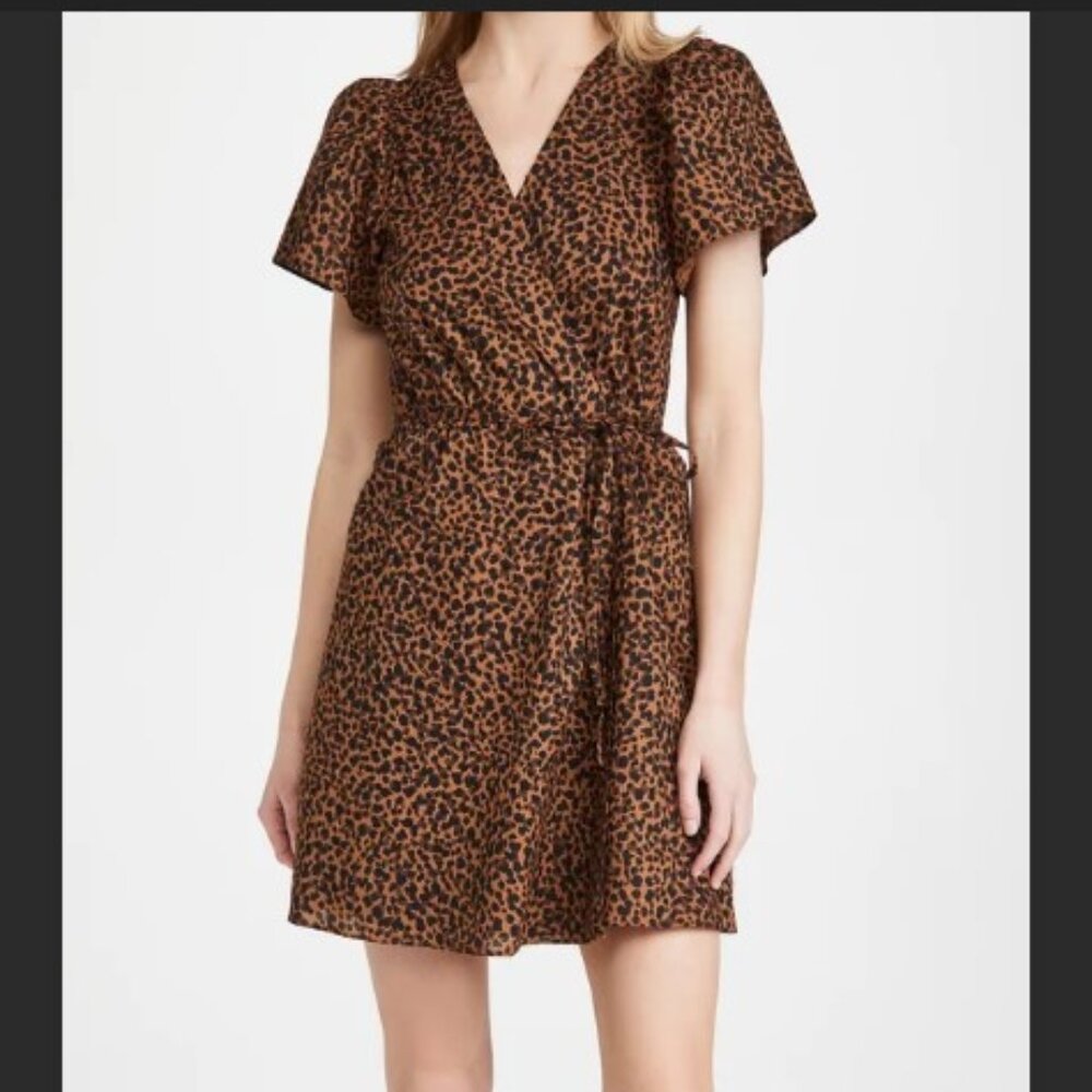Madewell Flutter Sleeve Painted Leopard Wrap Dress_Size S